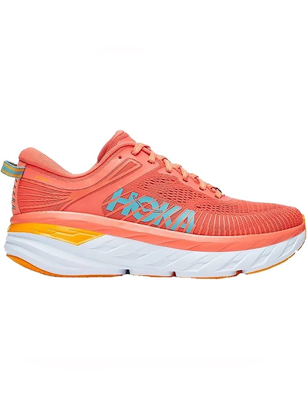 HOKA Bondi 7  Coral and Turquoise Women's Running Shoe